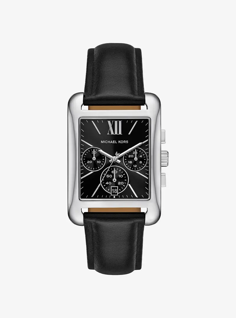 Monroe Silver-Tone And Leather Watch 1