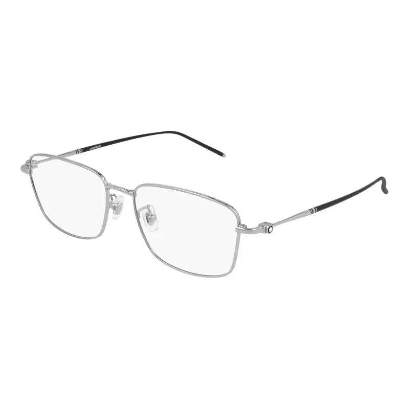 Montblanc Eyeglasses Rectangle Full Rim, Silver/Black Frame And Clear Demo Lens Lens Mb0140ok003 1
