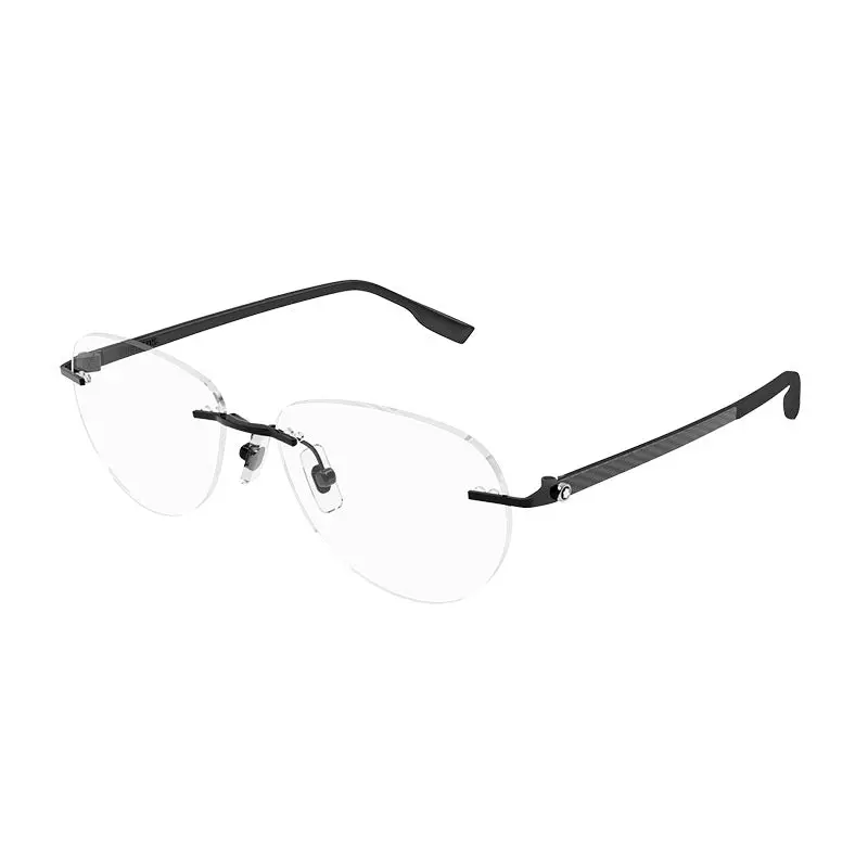 Montblanc Eyeglasses Round Rimless, Black Frame And Clear Demo Lens Lens Mb0186o001 1