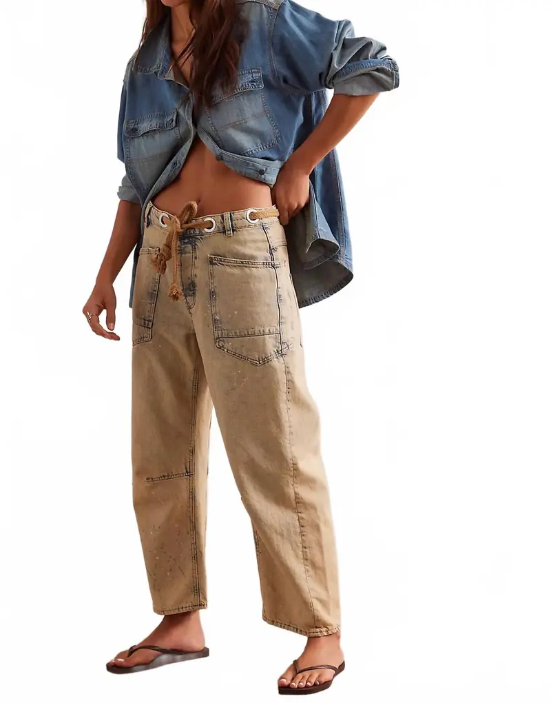 Moxie Low Slung Pull On Barrel Pants In Cowboy 1