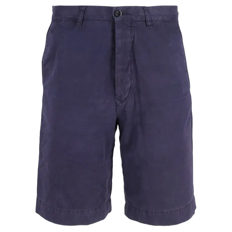Mr P. Straight-Leg Garment-Dyed Twill Bermuda Shorts In Blue Cotton 1