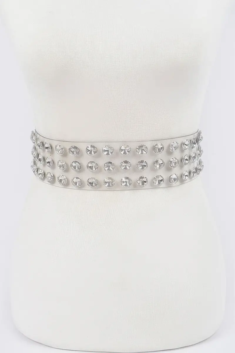 Multi Large Stone Clear Waist Belt 1