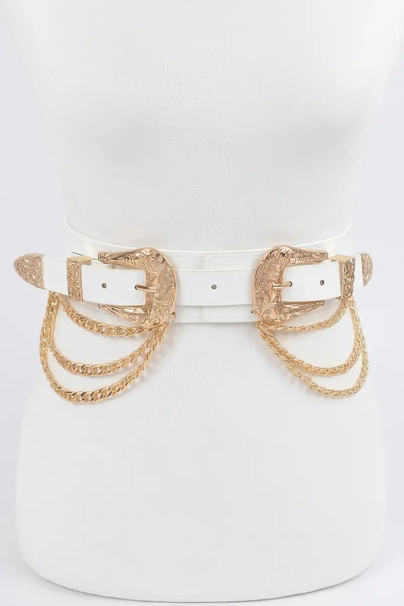 Multi Metal Chain Layered Stretch Belt 1