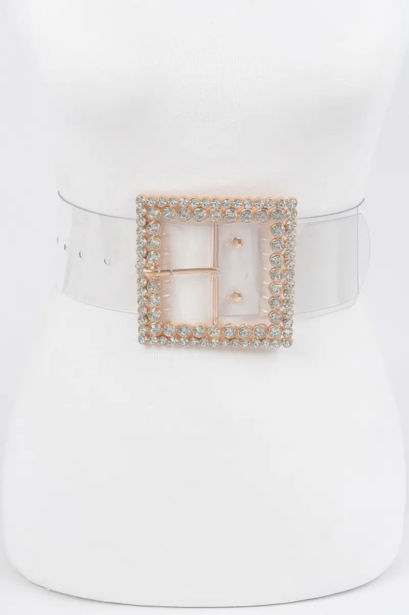 Multi Rhinestone Buckle Clear Plus Size Belt 1