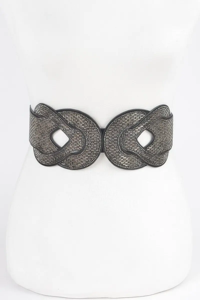 Multi Rhinestone Plus Size Elastic Belt 1