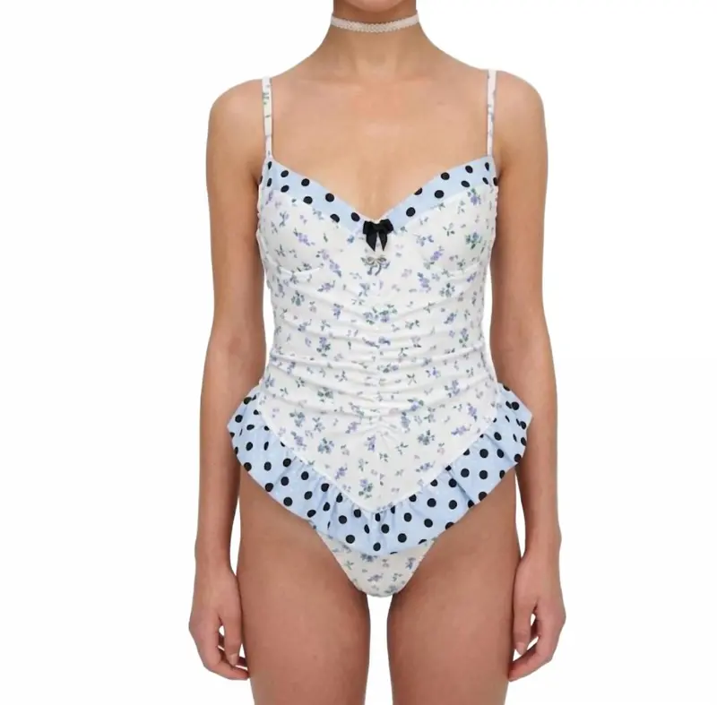 Muna Bathing Suit In Blue & White 1
