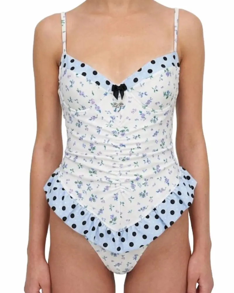 Muna Bathing Suit In Blue & White 2