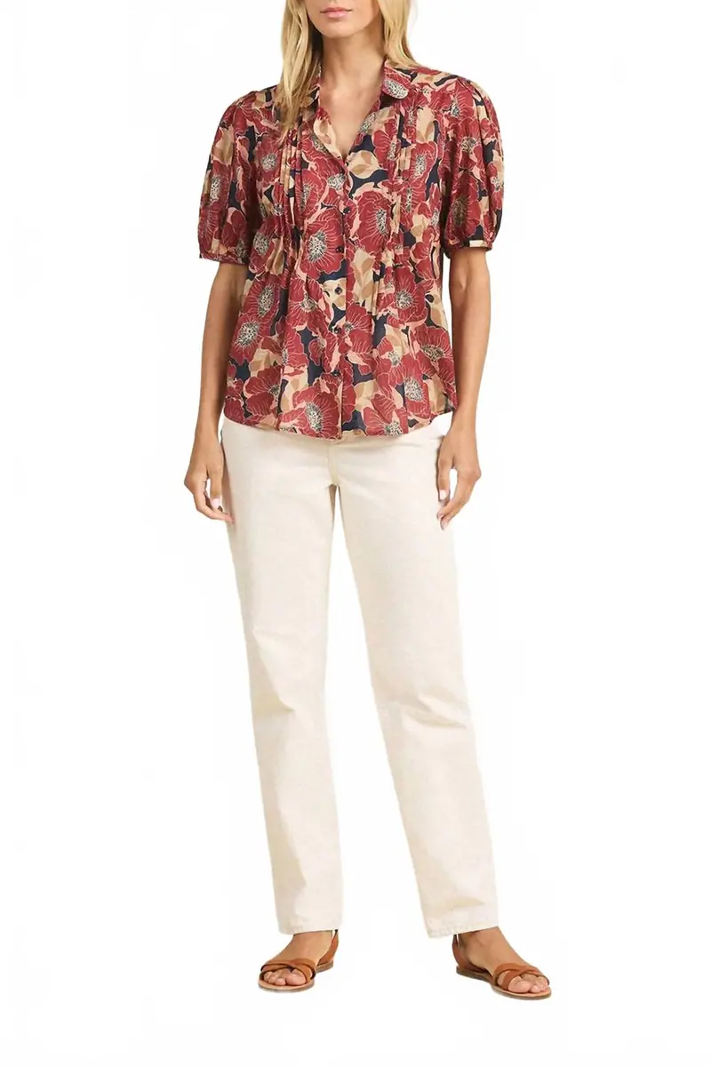 Nadine Blouse In Oleander Rouge 1
