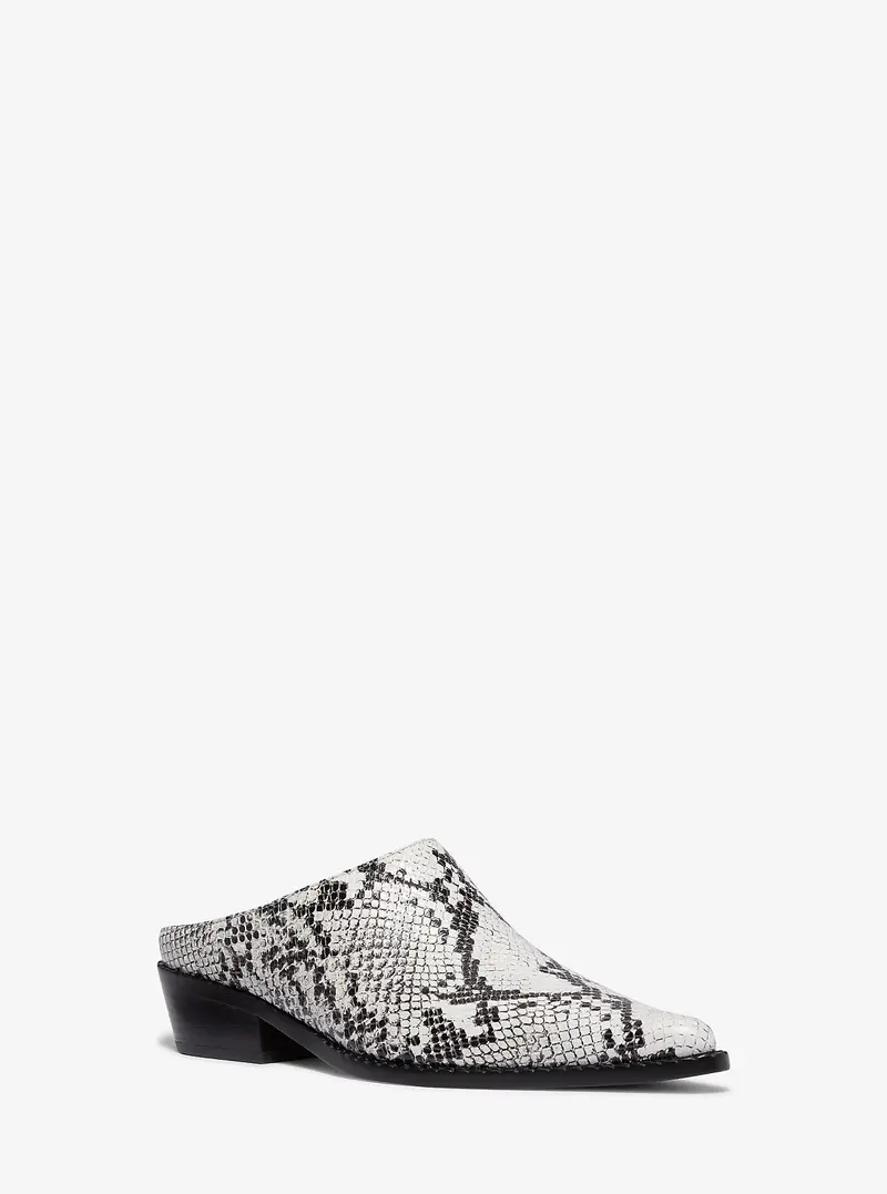 Nash Snake Embossed Leather Mule 1
