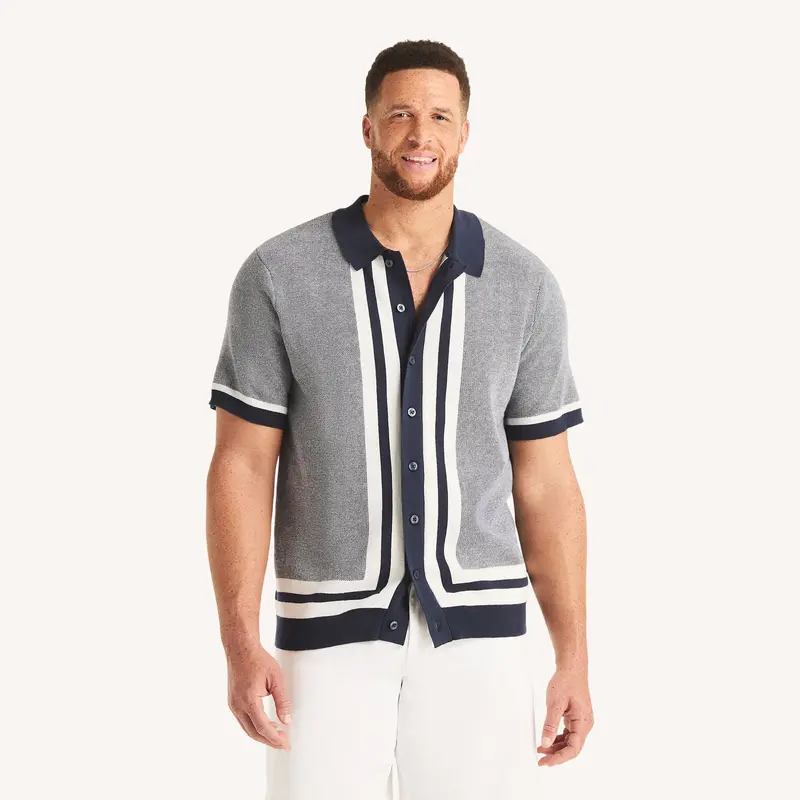 Nautica Big & Tall Classic Fit Jacquard Button-Front Polo 1