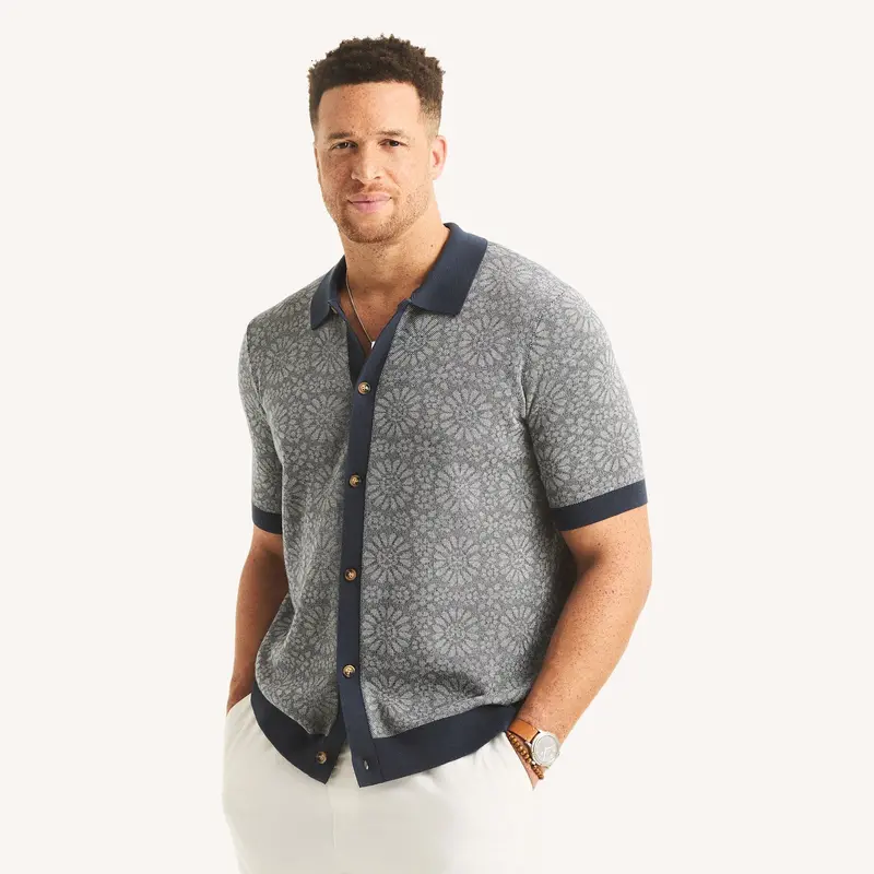 Nautica Big & Tall Jacquard Button-Front Sweater Polo 1