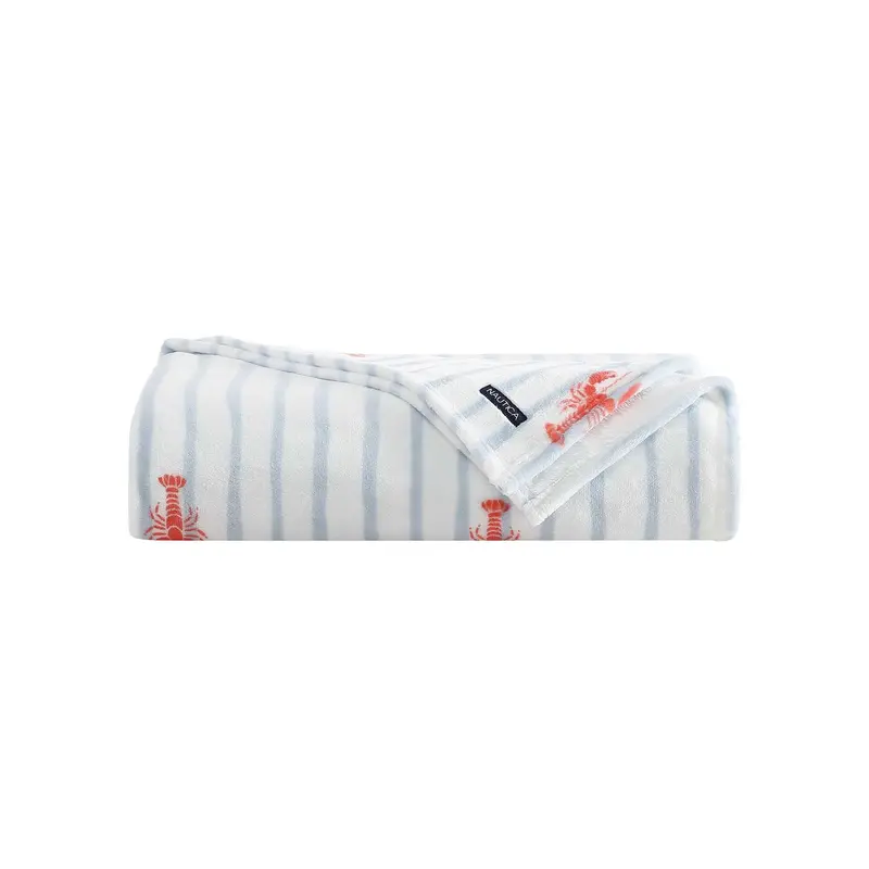 Nautica Lobster Watercolor Stripes Twin Blanket 1