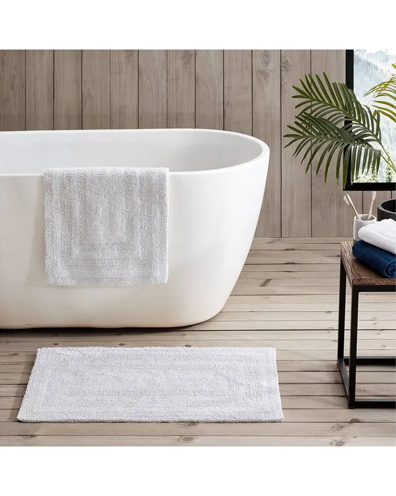 Nautica Logan 2Pc White Bath Rug Set 1