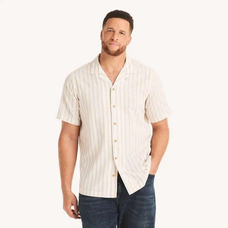 Nautica Mens Big & Tall Striped Short-Sleeve Camp Shirt 1