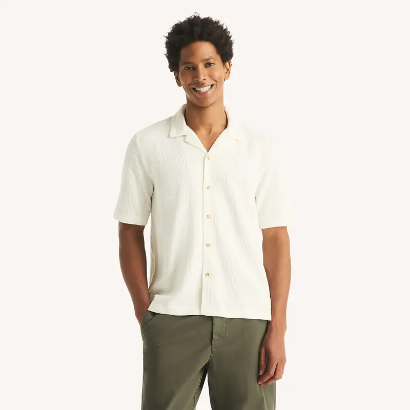 Nautica Mens Classic Fit Textured Button-Front Polo 1