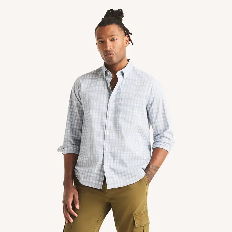 Nautica Mens Classic Fit Wrinkle-Resistant Plaid Shirt 1