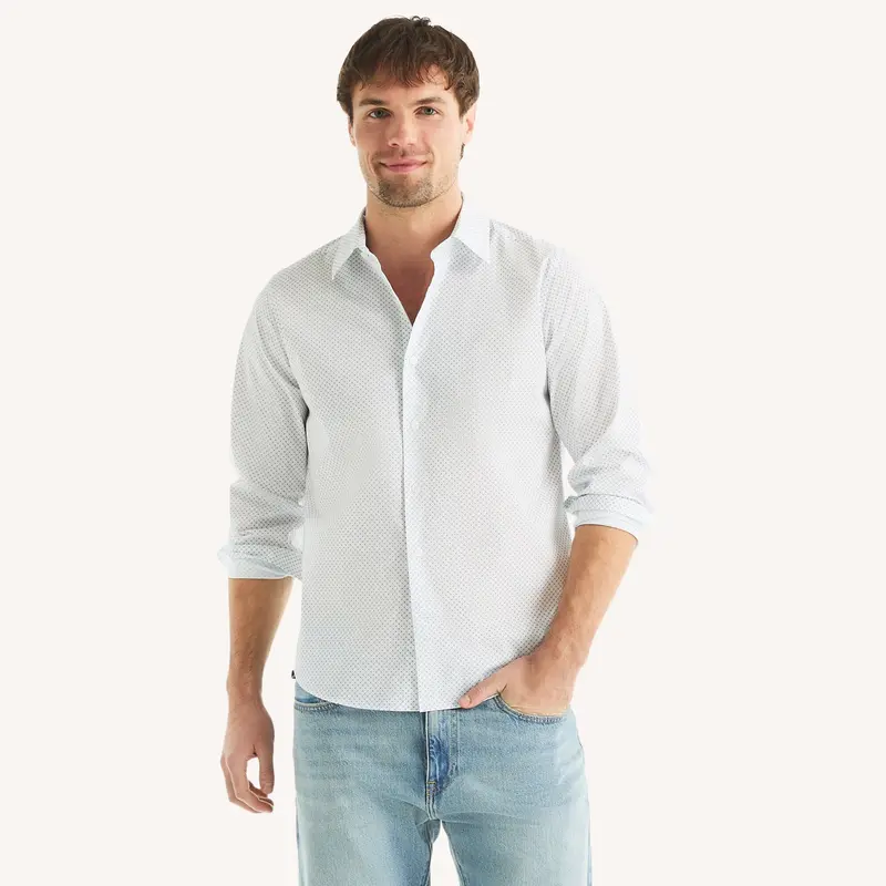 Nautica Mens Slim Fit Wrinkle-Resistant Printed Shirt 1