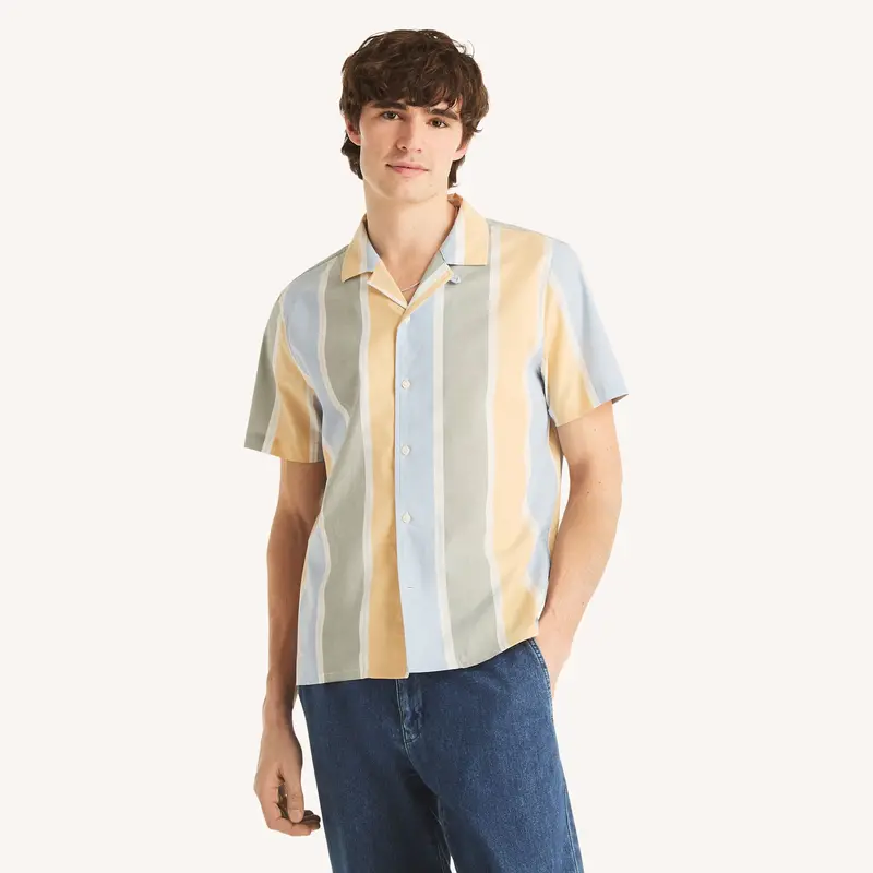 Nautica Mens Striped Short-Sleeve Camp Shirt 1