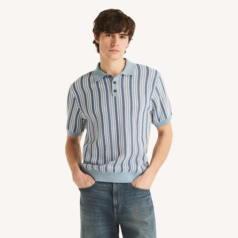 Nautica Mens Striped Sweater Polo 1