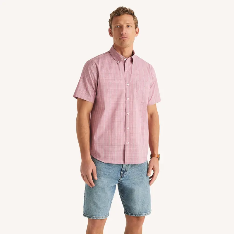 Nautica Mens Wrinkle-Resistant Classic Fit Plaid Shirt 1