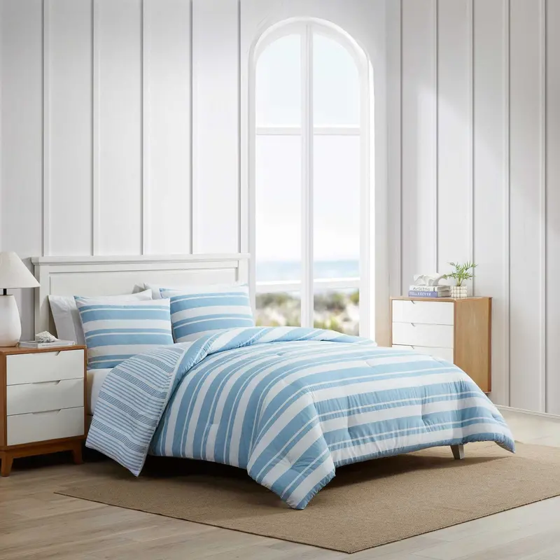 Nautica Riverside Stripe Blue Twin Comforter Set 1