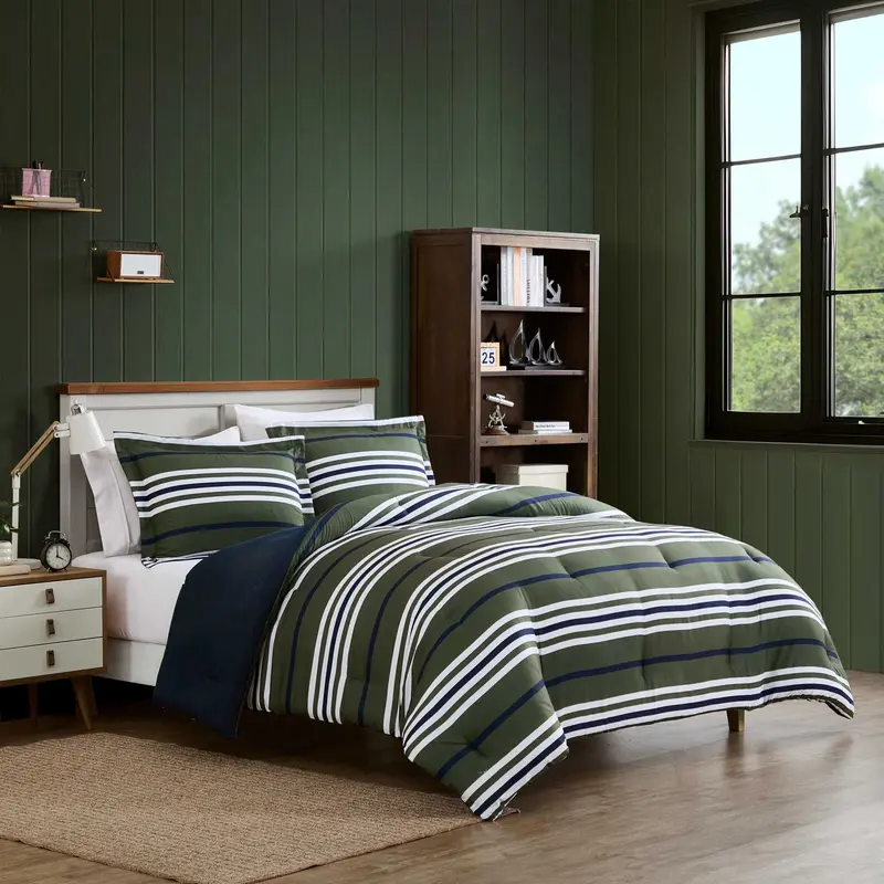 Nautica Uphaul Stripe Green Full/Queen Comforter Set 1