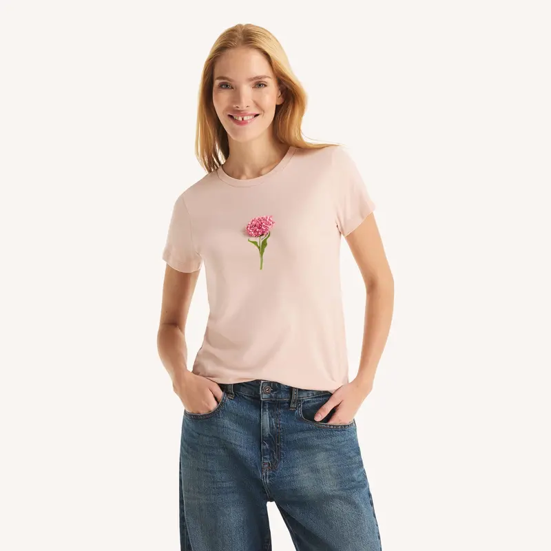 Nautica Womens 3D Flower Graphic T-Shirt 1