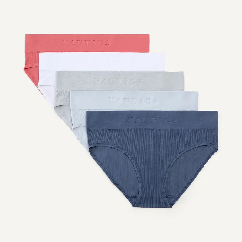 Nautica Womens Ribbed Seamless Hipster Brief, 5-Pack 1