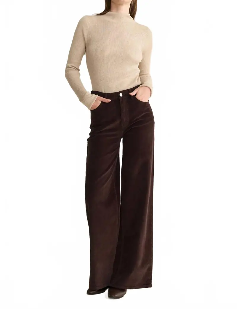 Nce Corduroy Wide Leg Pants In Americano Brown 1
