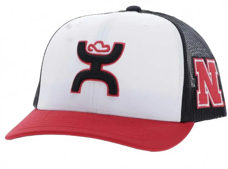 Nebraska Team Trucker Limited Edition Snapback Cap In White/Black/Red 1