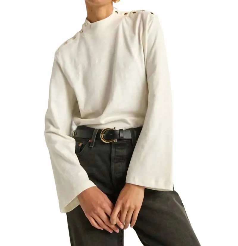 Neda Long Sleeve Top In Porcelain 1