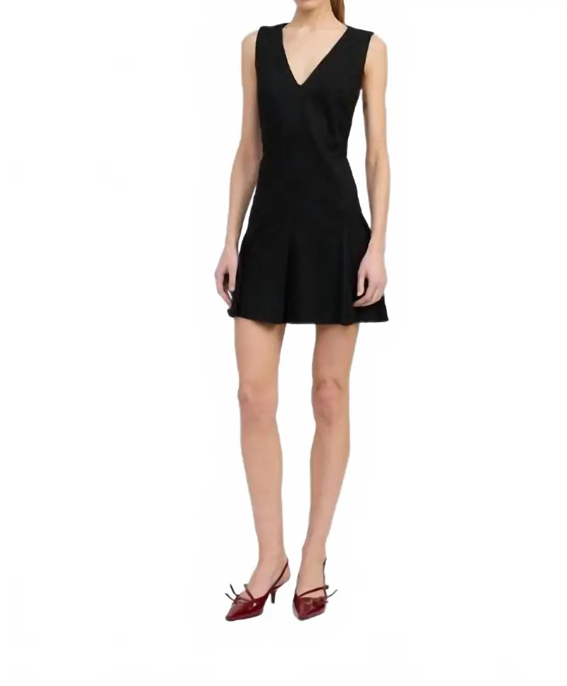 Nelly V Neck Mini Dress In Black 1