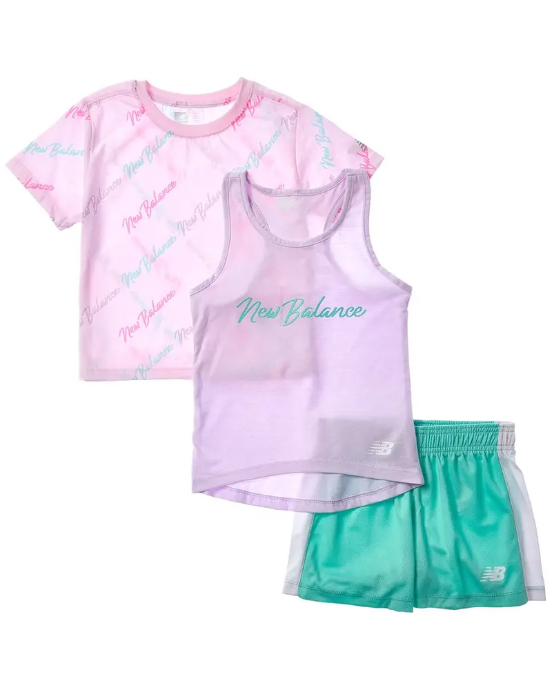 New Balance 3Pc Set T-Shirt, Tank, & Mesh Short Set 1