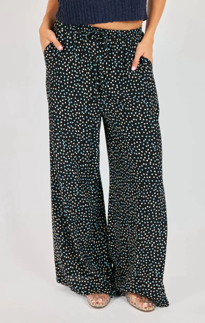 New Romance Wide Leg Polka Dot Drawstring Pants In Blue 1