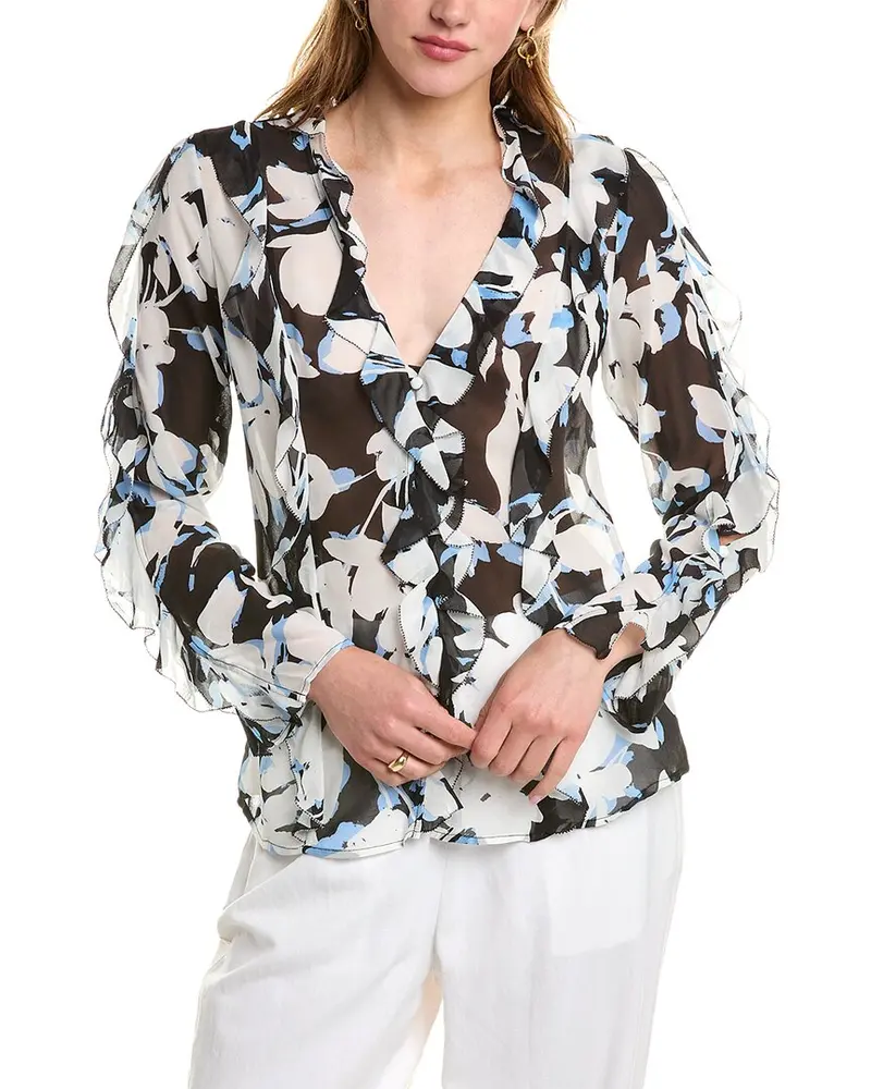 Nicholas Amira Bias Ruffle Silk Top 1