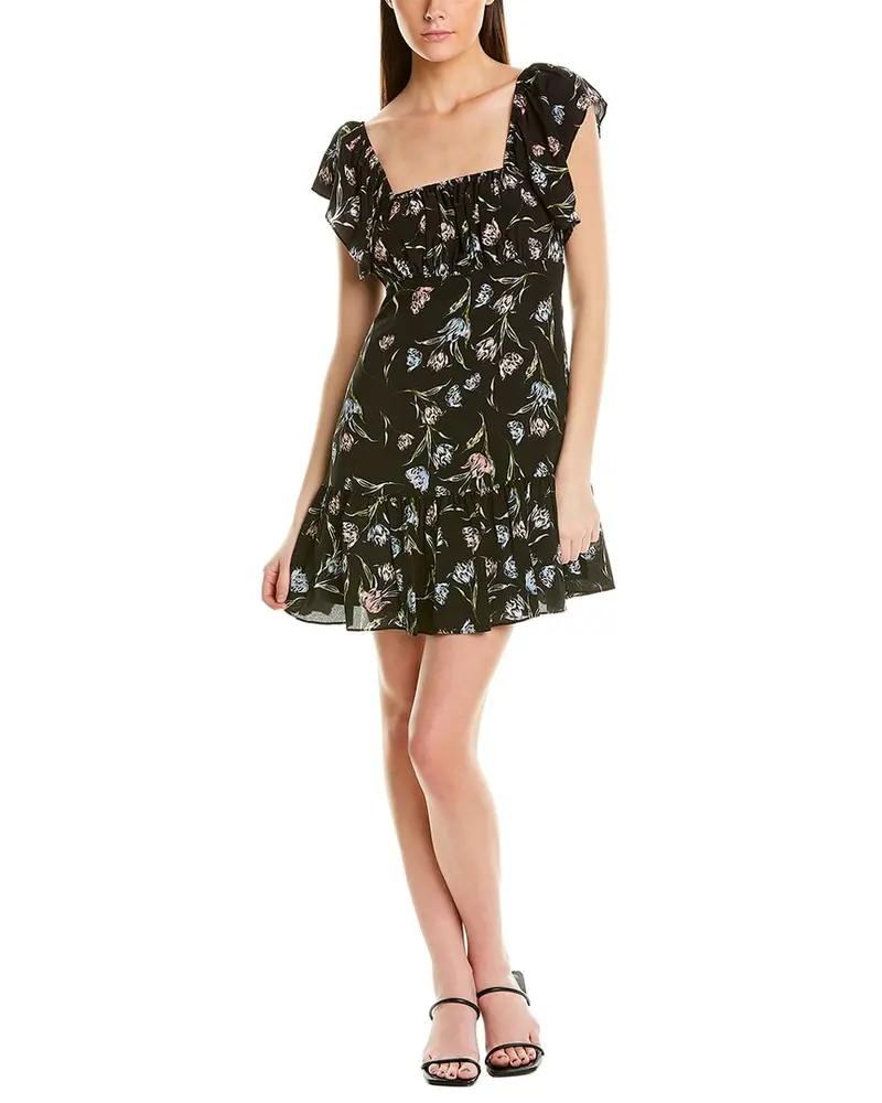 Nicole Miller Tossed Tulip Ruffle Silk-Blend Mini Dress 1