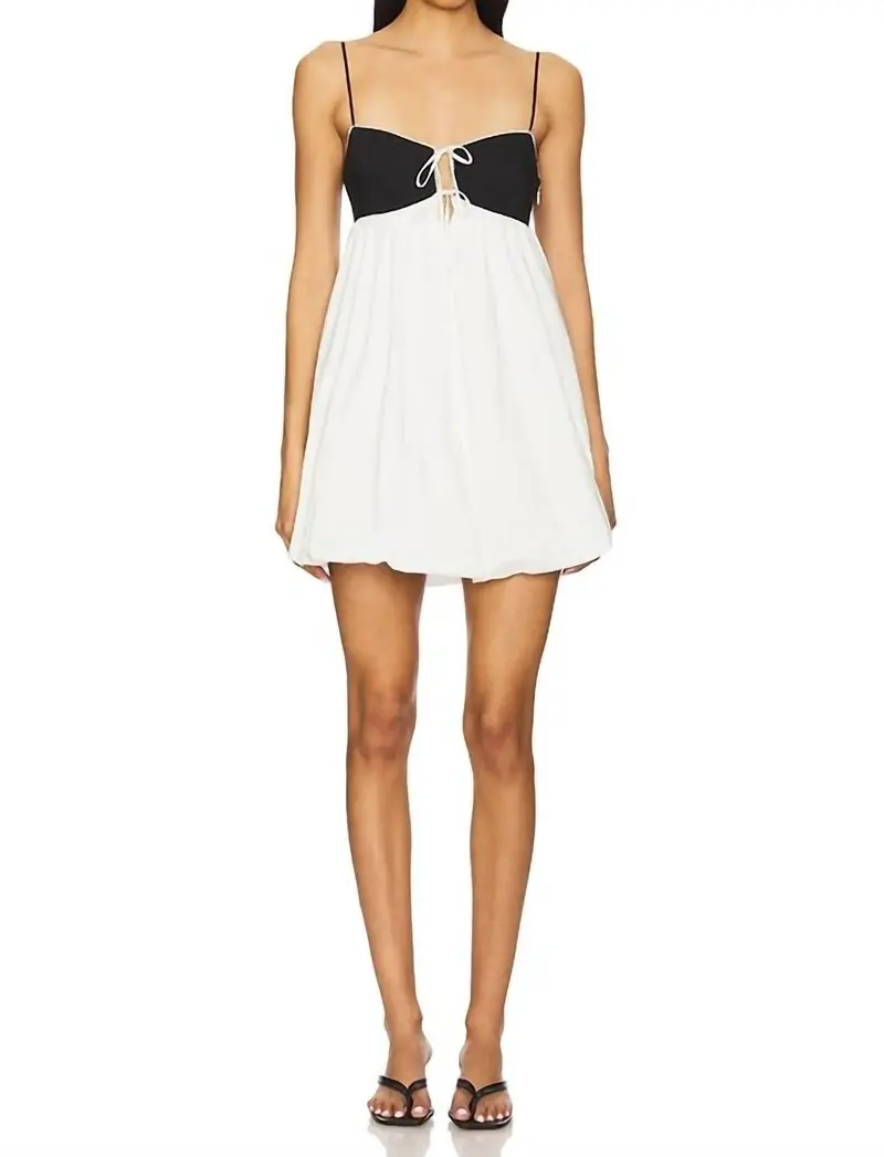 Nicolette Mini Dress In White/ Black 1