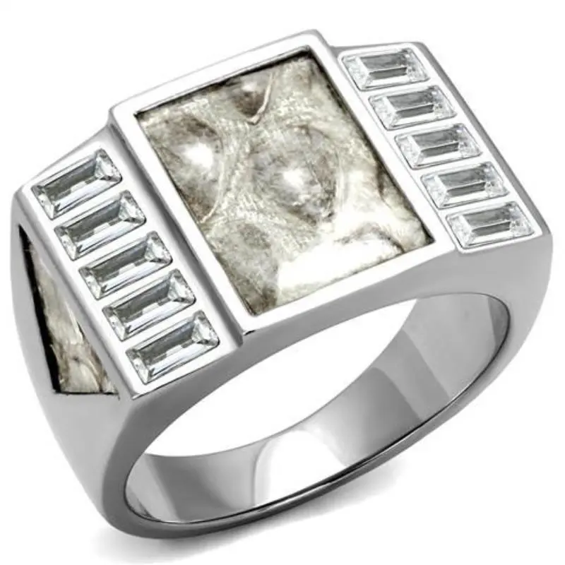 No Plating Stainless Steel Ring With Aaa Grade Cz In Clear 1