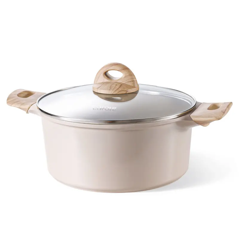 Non Toxic Stockpot With Lid, Easy To Clean, All Stoves Compatible, 4.8Qt, Taupe 1