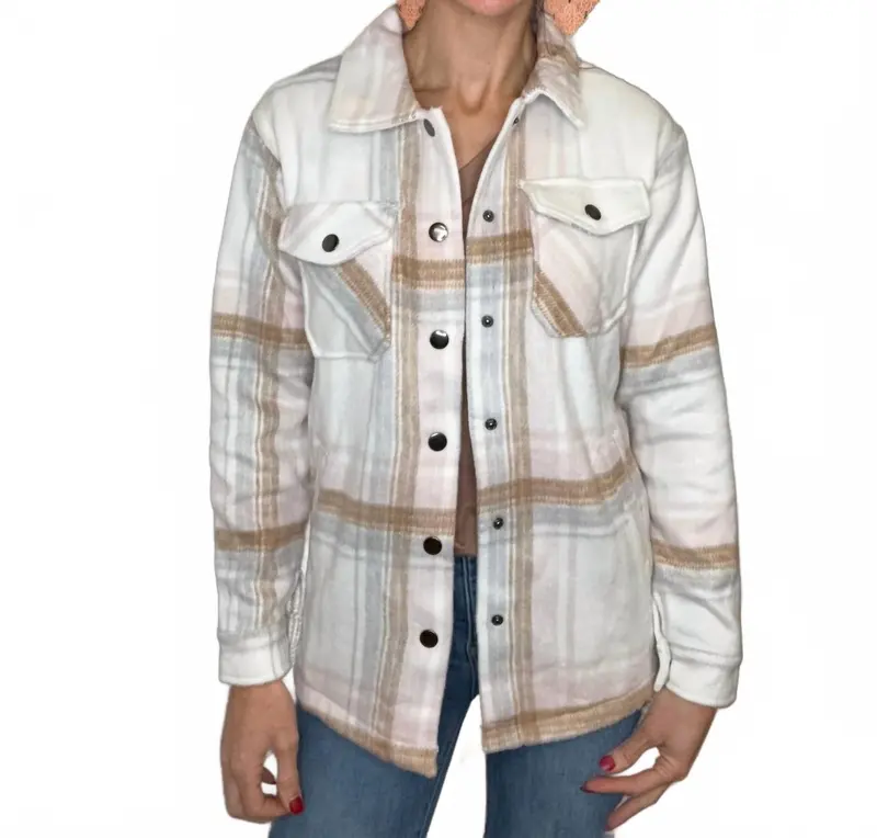 Norah Plaid Shacket In Blush 1
