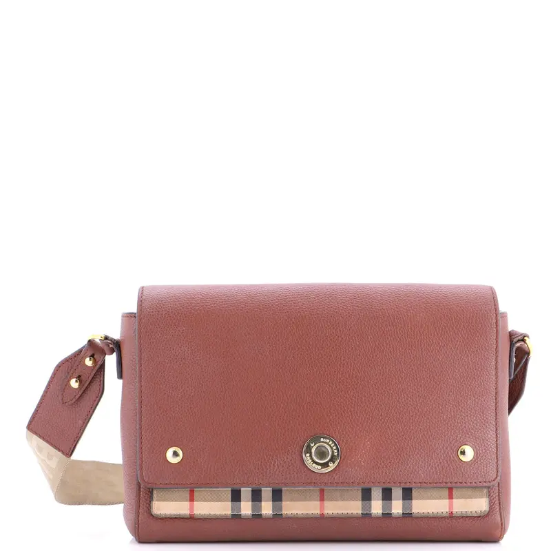 Note Crossbody Bag Leather With Vintage Check Canvas Medium 1