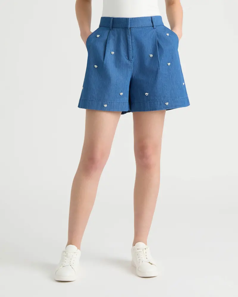 Nvlt Women’S Denim Short With Bead Embellishment 1
