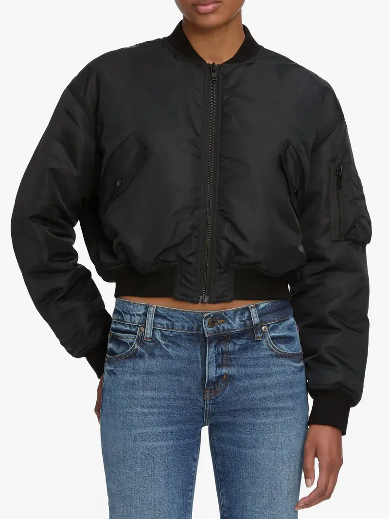 Nylon Bomber Jacket In Black 1