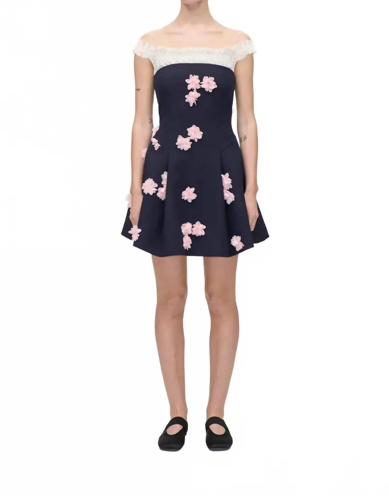Off The Shoulder Mini Dress In Pink Petunia 1