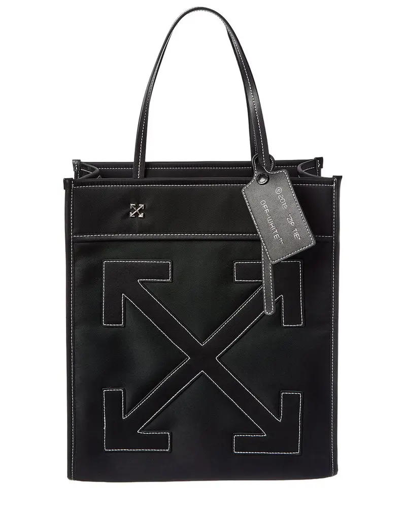 Off-White Boxy Large Leather-Trim Tote 1