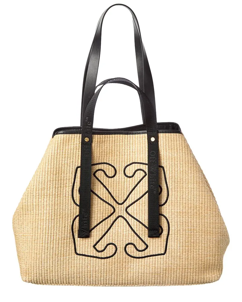 Off-White East West Large Straw & Leather Tote 1