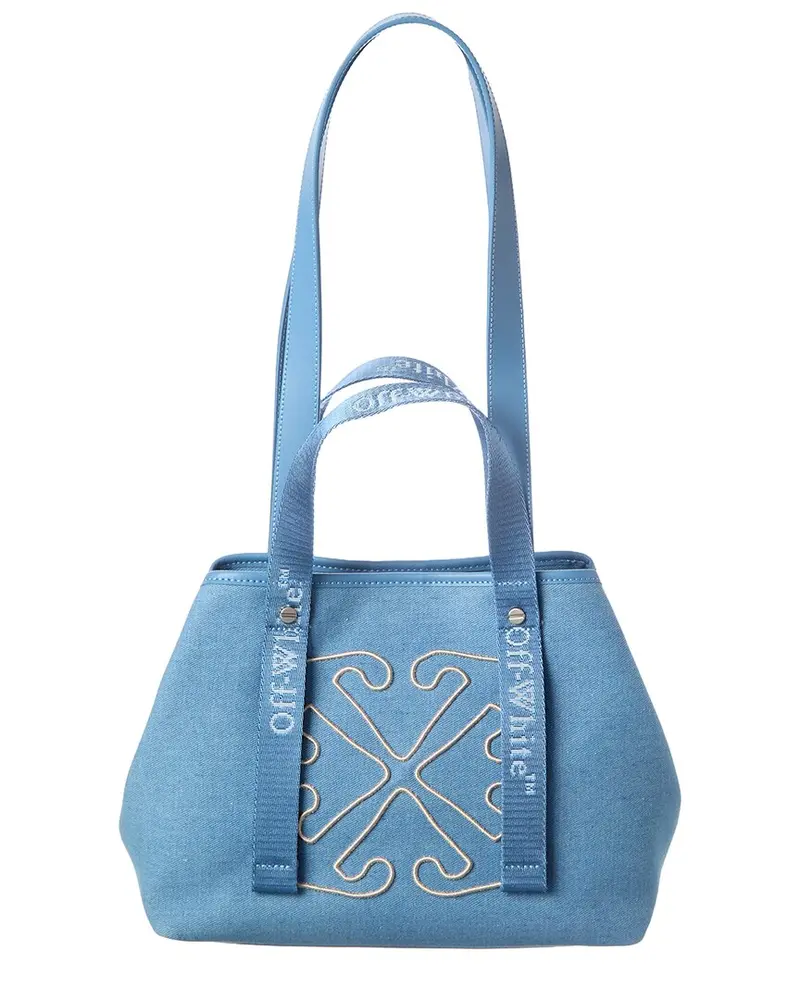 Off-White East West Small Denim & Leather Tote 1