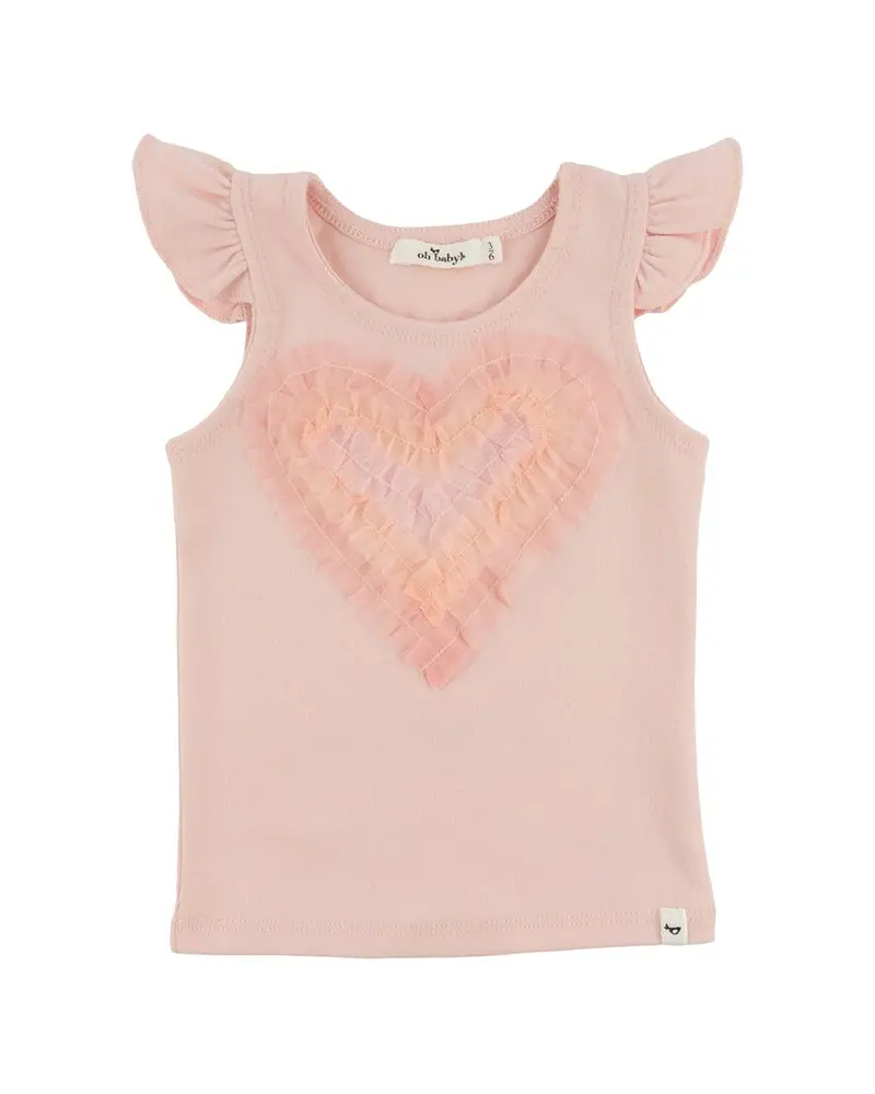 Oh Baby! Tulle Rainbow Heart Pastel Cotton Tank 1