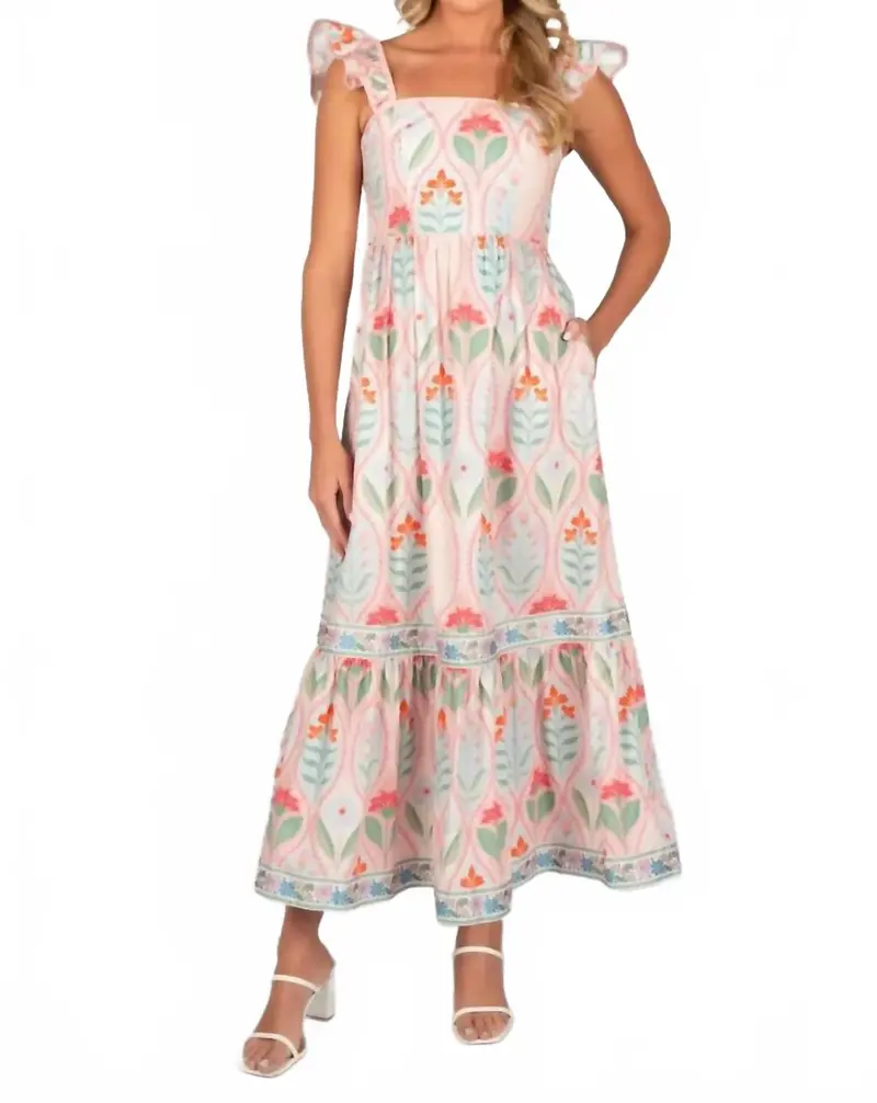Oleander Maxi Dress In Petal Trellis 1