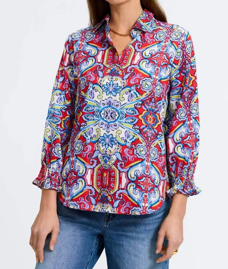Olivia Floral Shirt In Red Multi 1